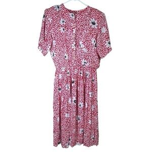 Vintage 80s Miss Oops California Floral Print Midi Dress Flowy Cottagecore Lrg